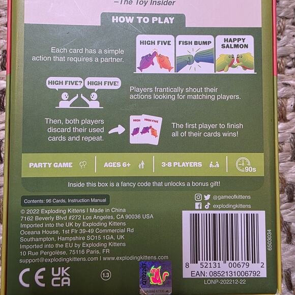 HAPPY SALMON Party Card Game Family Friendly (2021) Used 1 Time NICE - Picture 4 of 9